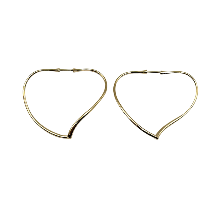 Tiffany & Co. Elsa Peretti Open Heart 18K YG Hoop Earrings