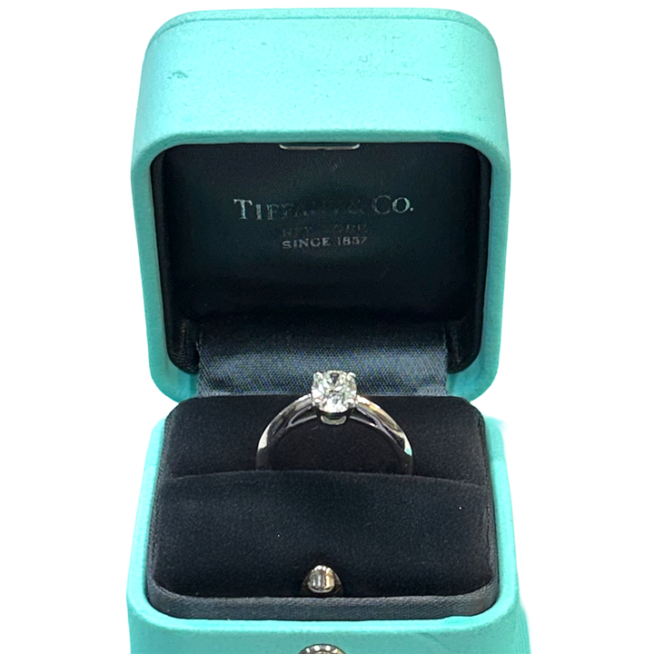 Tiffany & Co. Diamond Platinum Solitiare 1.00ct Oval Brilliant Ring