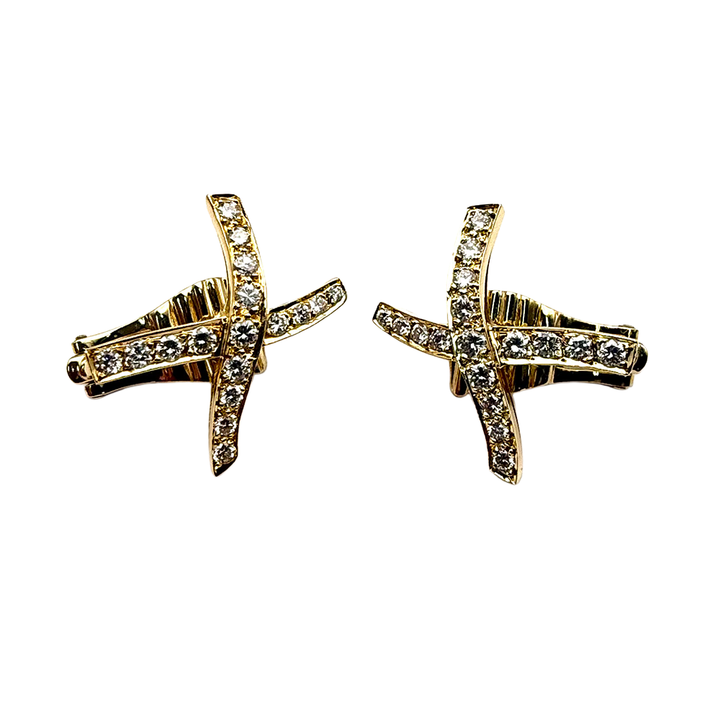 Tiffany & Co. Paloma Picasso X Diamond 18K YG Earrings