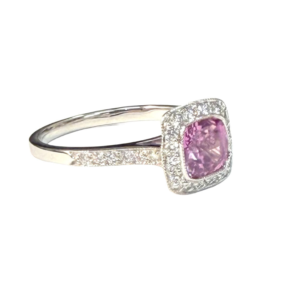 Tiffany & Co. Legacy Pink Sapphire Diamond Platinum Ring