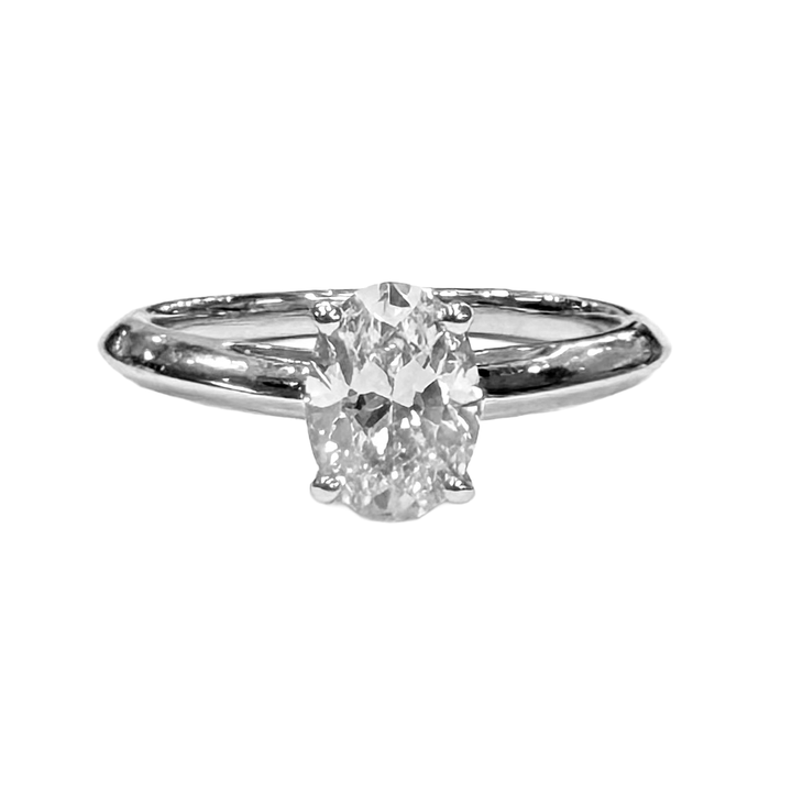Tiffany & Co. Diamond Platinum Solitiare 1.00ct Oval Brilliant Ring