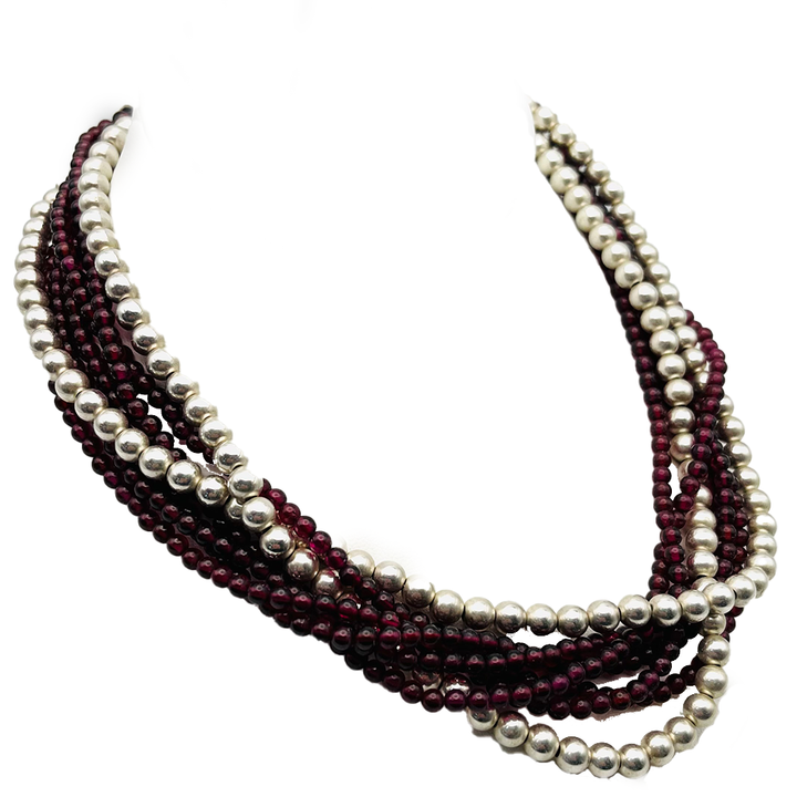 Tiffany & Co. Garnet & Sterling Silver Bead Necklace