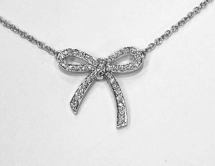 Tiffany & Co. Platinum Diamond Bow Pendant & Chain