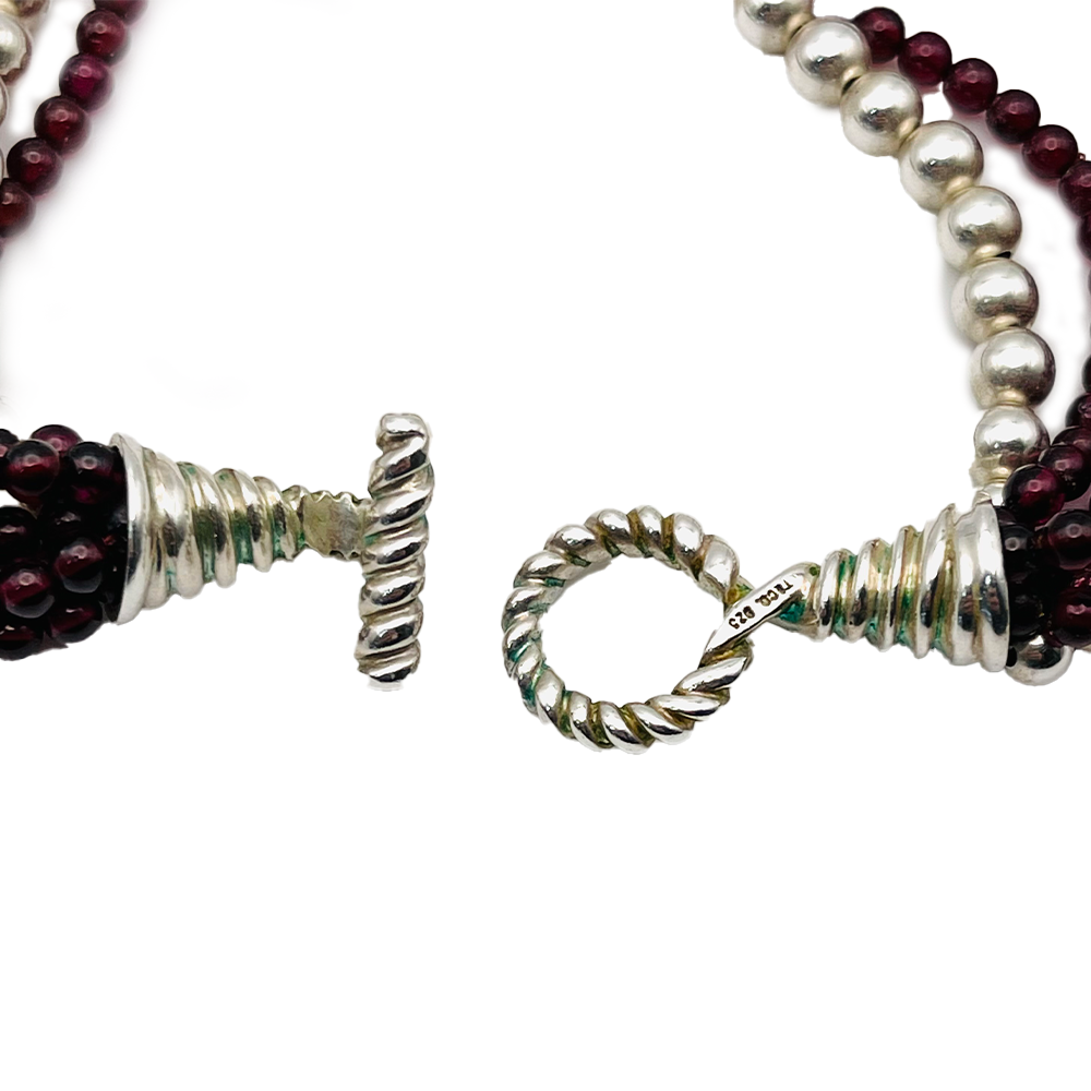 Tiffany & Co. Garnet & Sterling Silver Bead Necklace