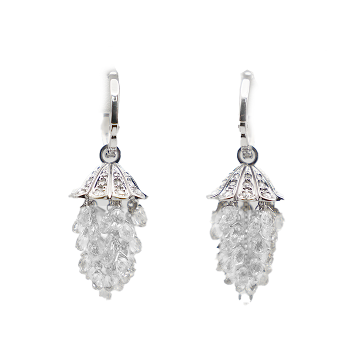 Briolette & Rose Cut Diamond 18K WG Drop Earrings