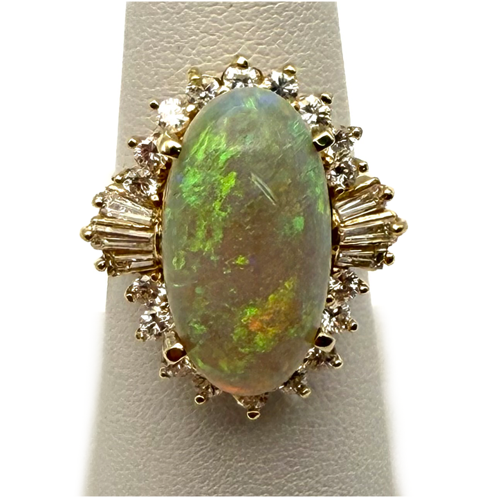 Opal Diamond 14K Yellow Gold Ring