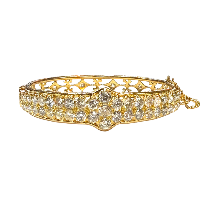 Antique Diamond 21 Karat Yellow Gold Bangle Bracelet