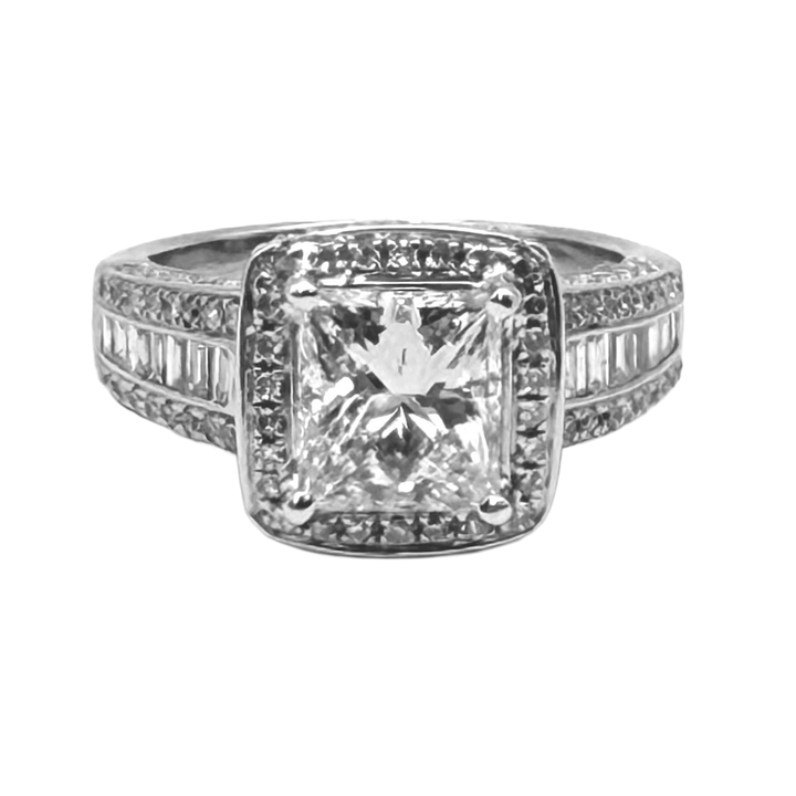 2.07 Carat I VS2 GIA Princess Cut Diamond 14K WG Ring
