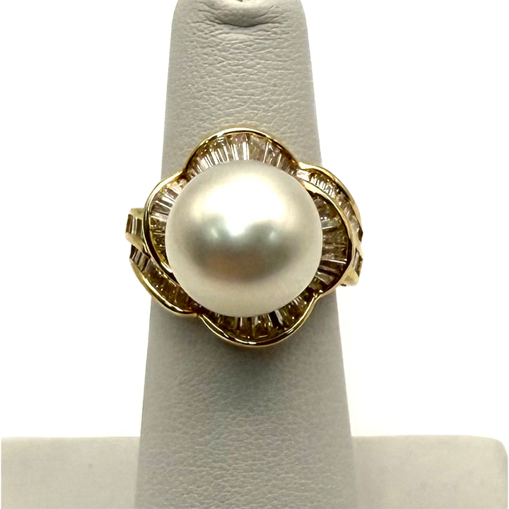 South Sea Cultured Pearl Diamond 18K YG Ring