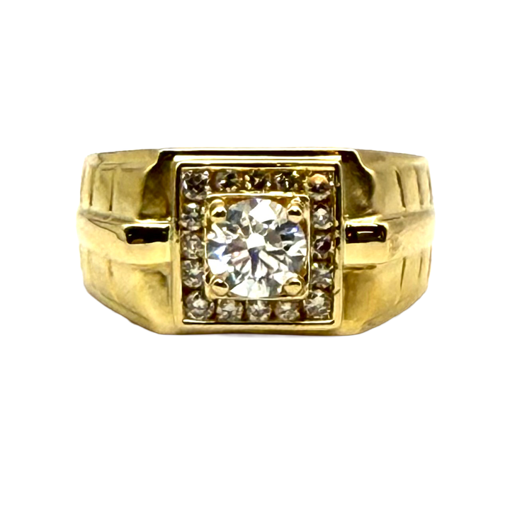 Diamond 18K Yellow Gold Men's Ring