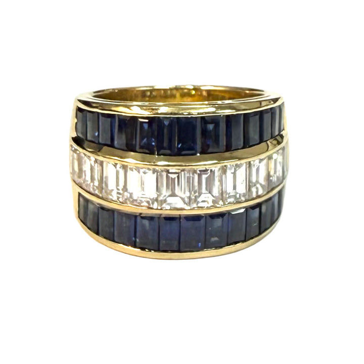 Diamond Sapphire 18K YG Band Ring