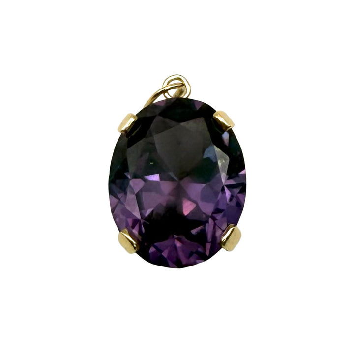 Vintage Synthetic Alexandrite 14K Yellow Gold Pendant