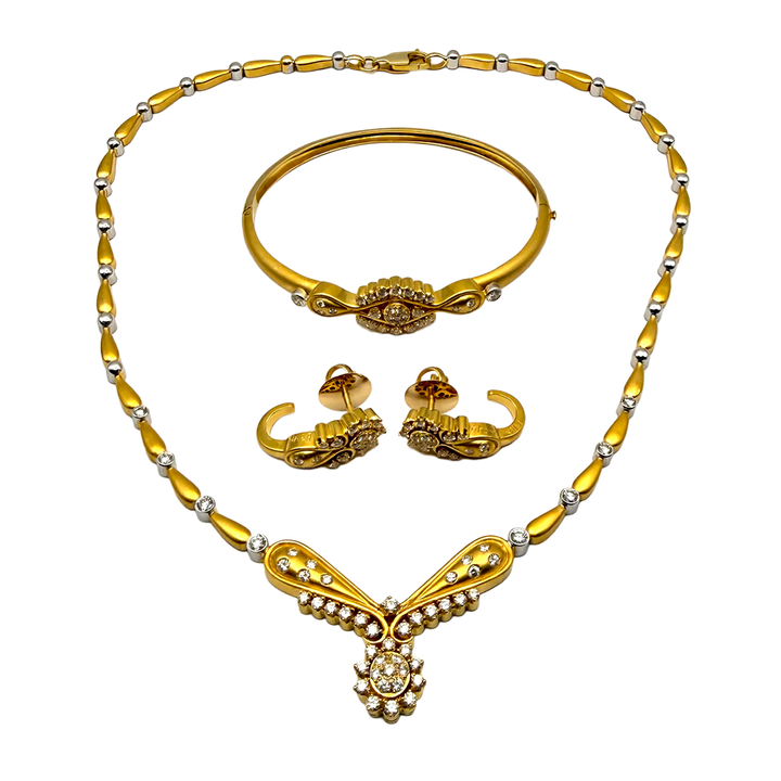 Diamond 18K Yellow Gold Jewelry Suite