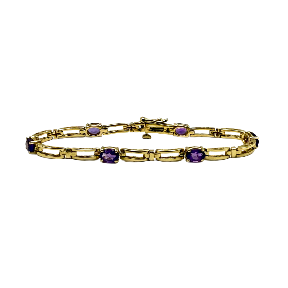 Amethyst 14K Yellow Gold Link Bracelet