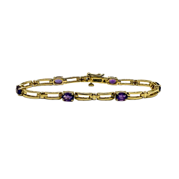 Amethyst 14K Yellow Gold Link Bracelet