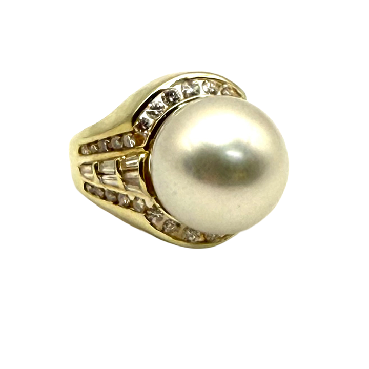 South Sea Pearl Diamond 14K YG Ring