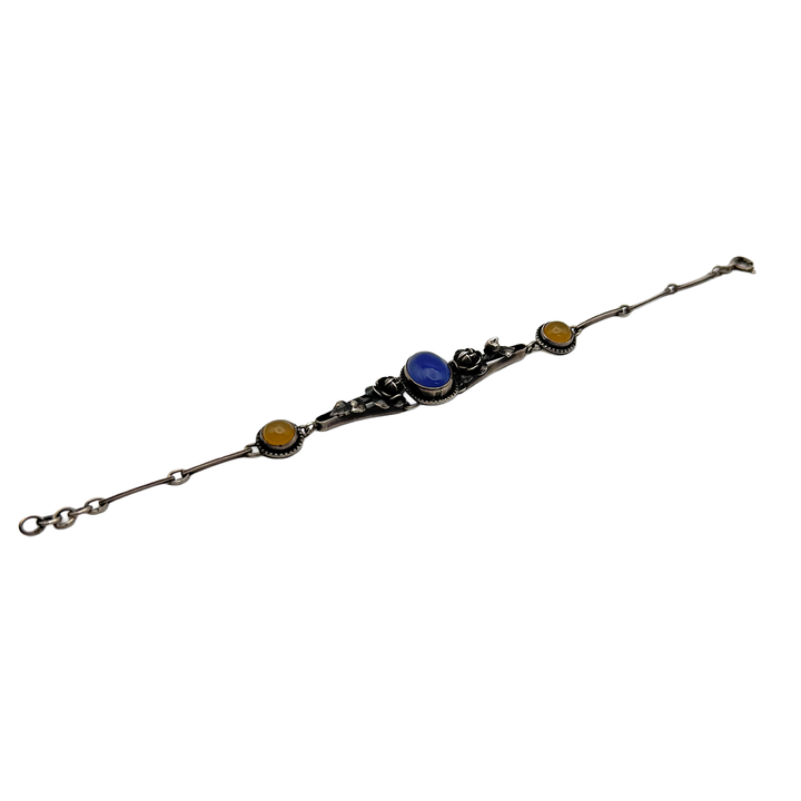 Victorian Blue Chalcedony Agate Sterling Silver Bracelet