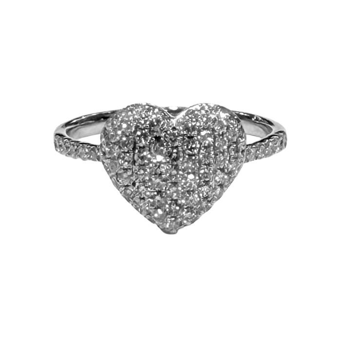 Diamond 14K White Gold Heart Shaped Ring