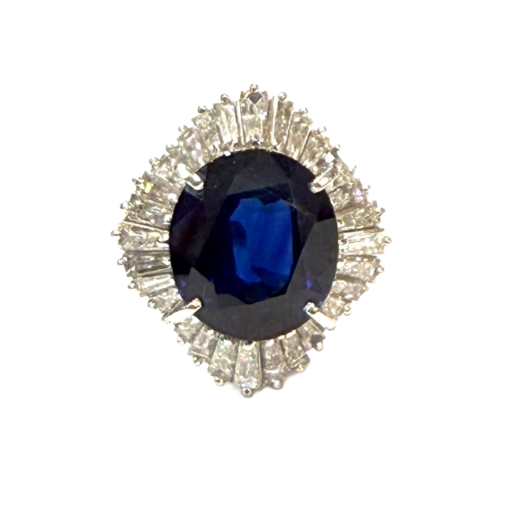 Sapphire Diamond Platinum Ballerina Design Ring