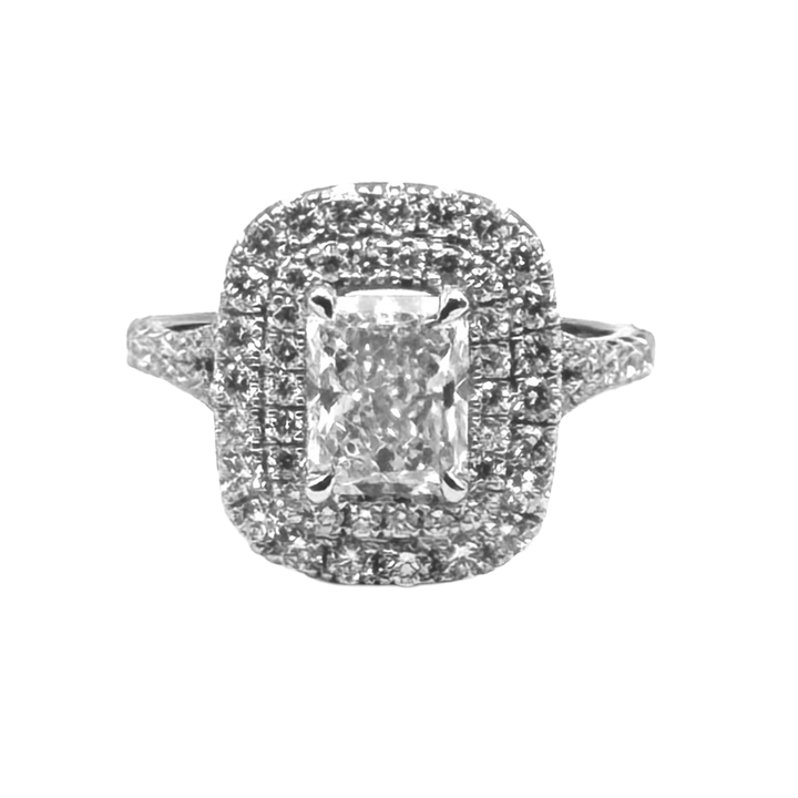 1.52 Carat I SI1 Radiant Cut Diamond 14KWG Ring