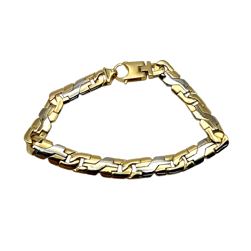 14K Two Tone WG YG Link Bracelet