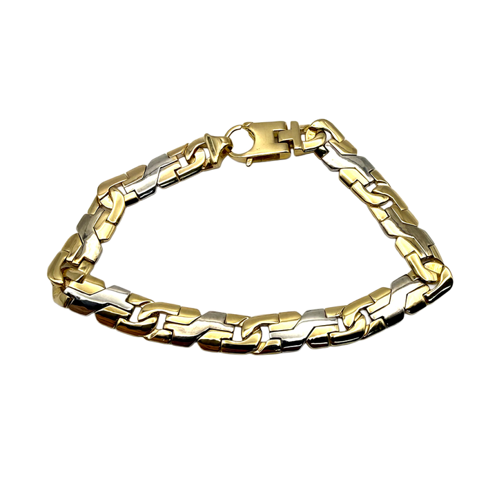 14K Two Tone WG YG Link Bracelet