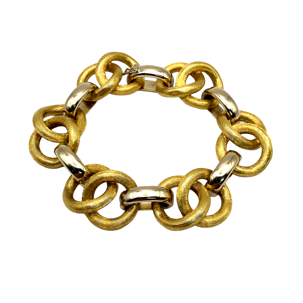 18K YG & WG Link Style Bracelet