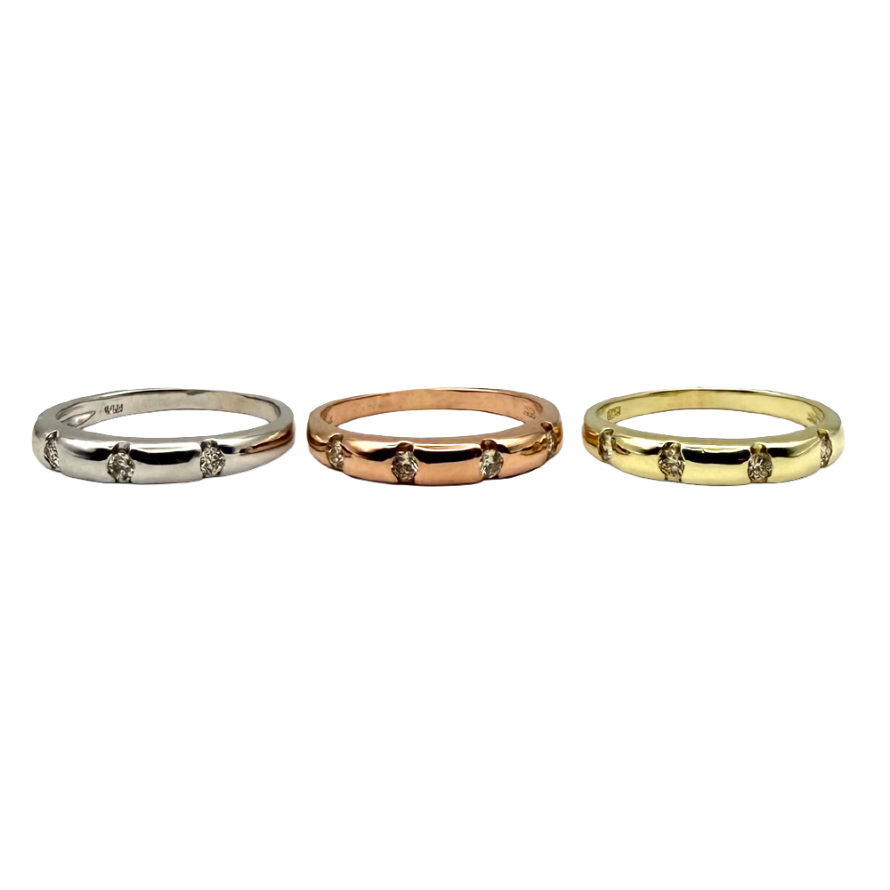 Diamond, Tri Color 14K Three Band Set
