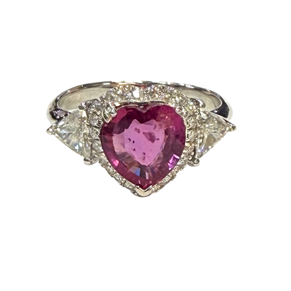 Pink Sapphire Diamond 18K WG Ring