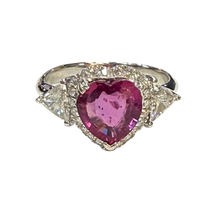 Pink Sapphire Diamond 18K WG Ring