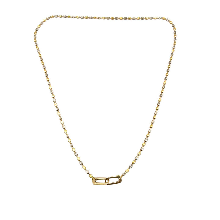 18K Two Tone Link Necklace
