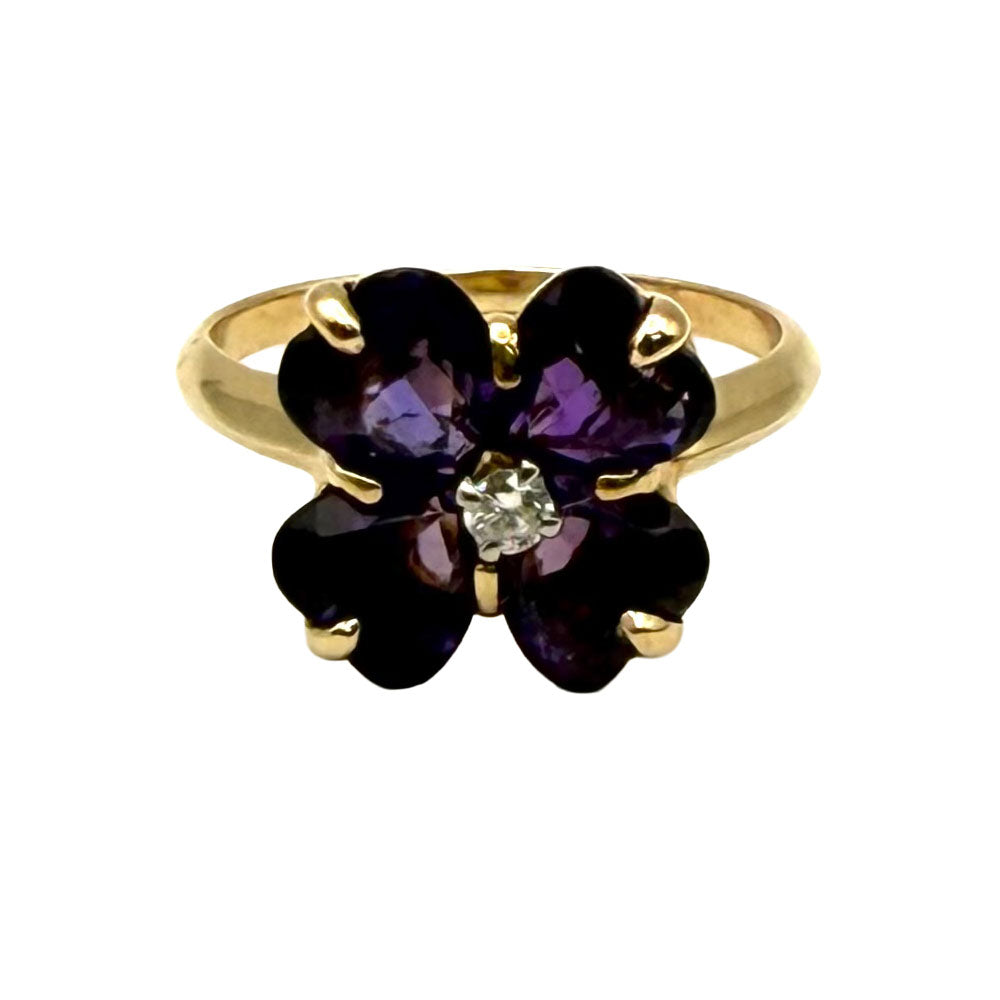 Amethyst Diamond 14K Yellow Gold Ring