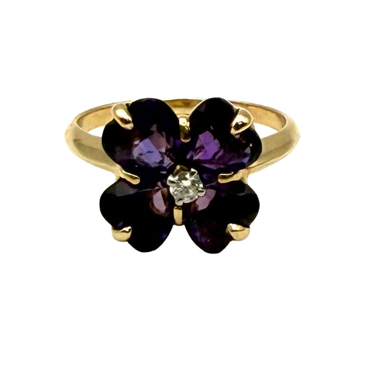 Amethyst Diamond 14K Yellow Gold Ring