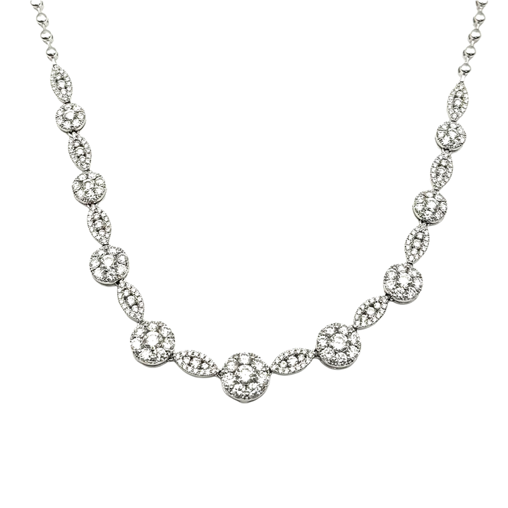 Diamond 14K White Gold Link Style Necklace