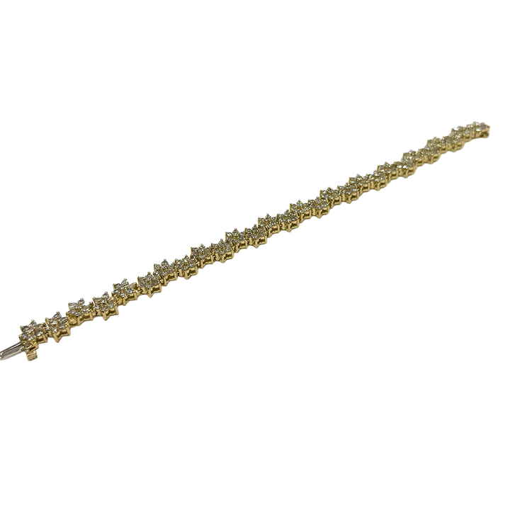 Diamond 18K YG Floral Design Link Bracelet