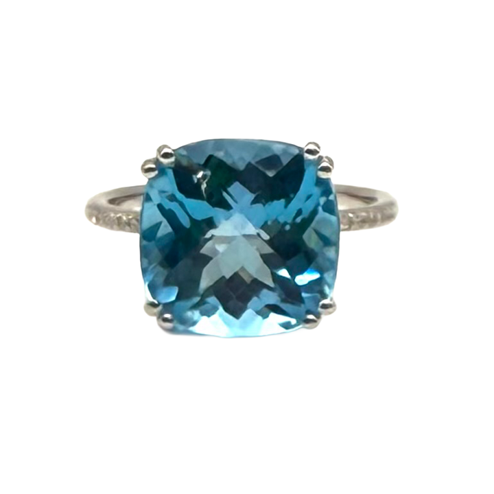 EFFY Blue Topaz Diamond 14K WG Ring