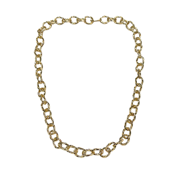 18K Yellow Gold Twisted Oval Link Necklace