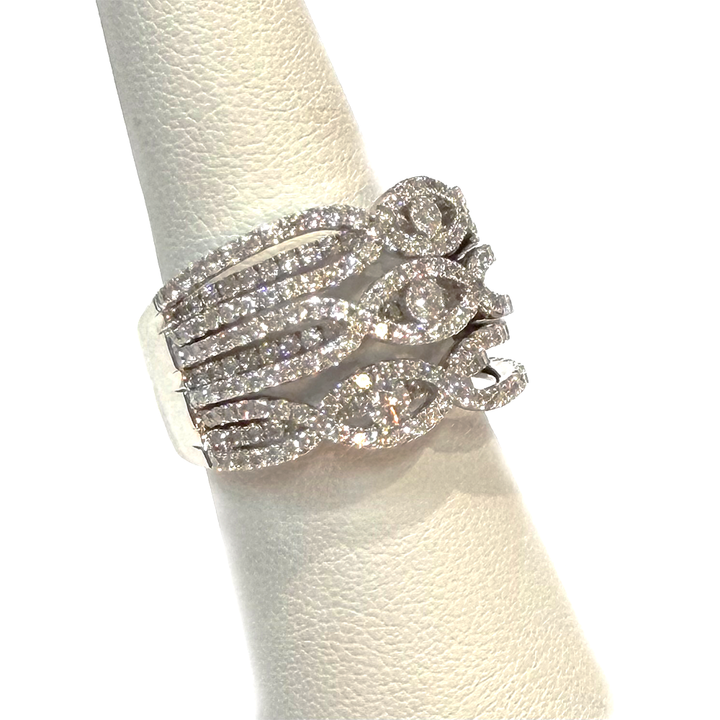 Diamond 14K WG Multi Bridge Design Band Ring
