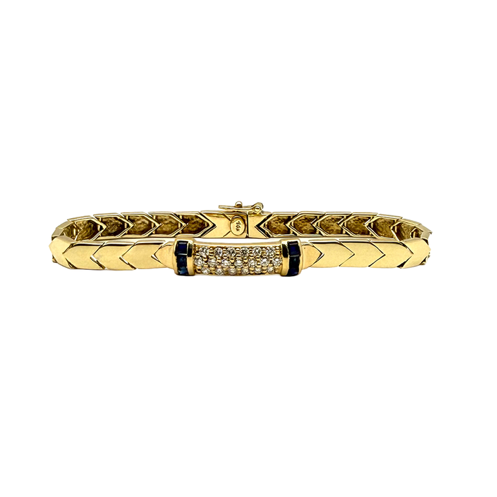Diamond Sapphire 14K Yellow Gold Bracelet