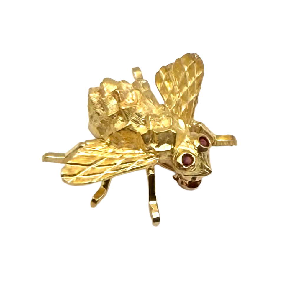 18K Yellow Gold Bee Design Pin