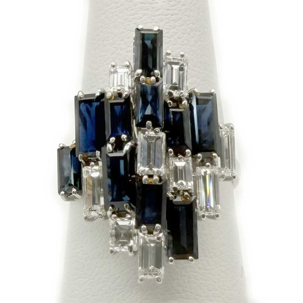Sapphire Diamonds 18K White Gold Cocktail Ring