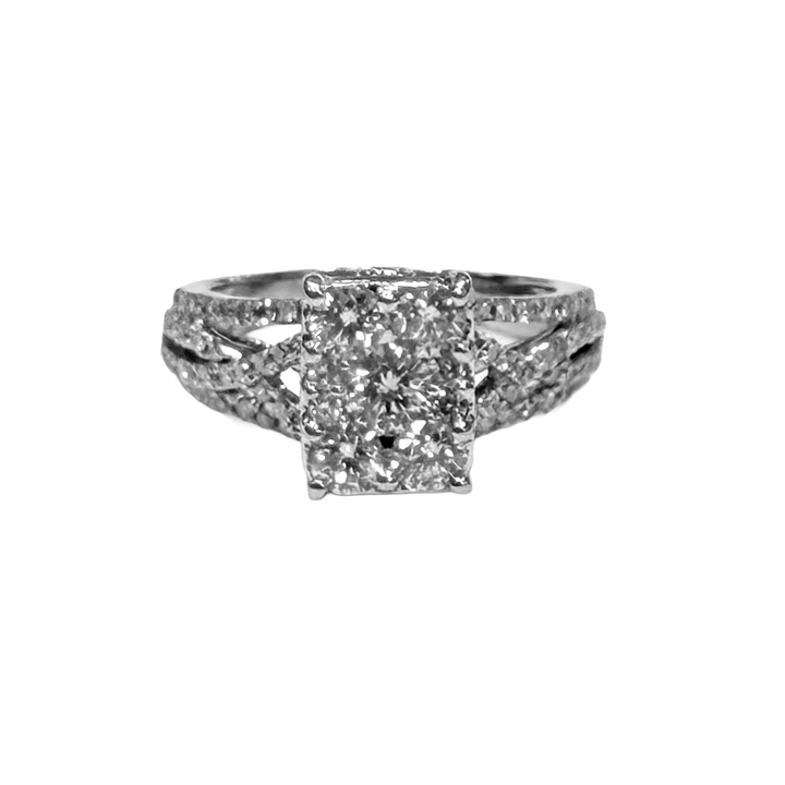 Diamond 14K WG Cluster Crossover Band Ring