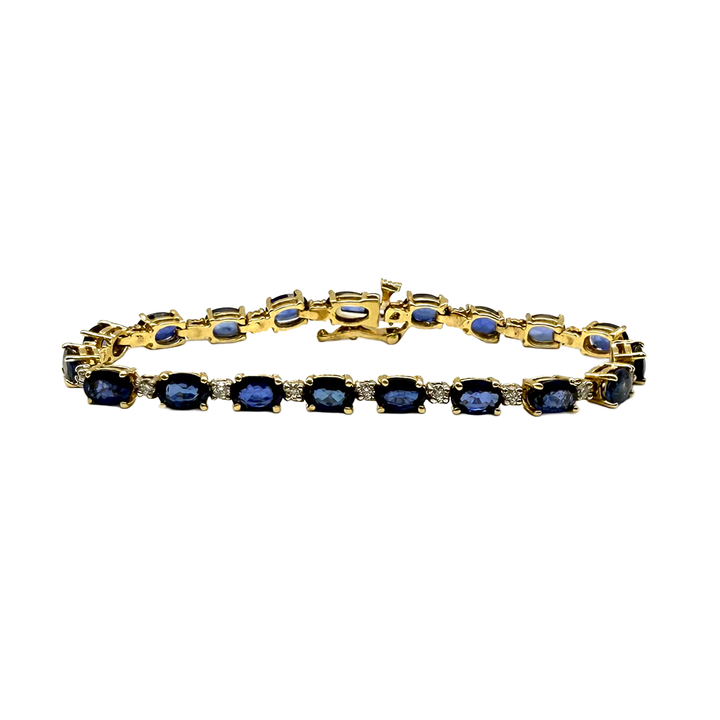 Sapphire Diamond 14K Yellow Gold Bracelet
