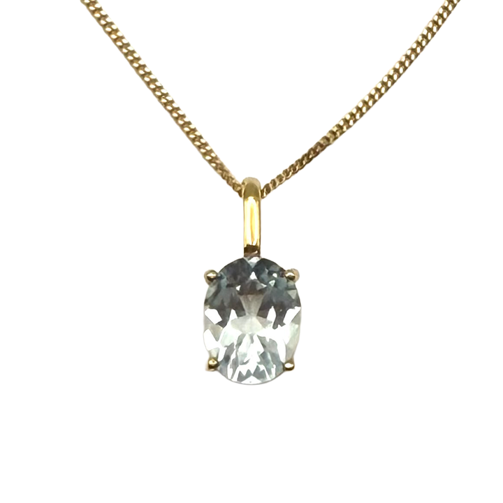Aquamarine 18K YG Pendant & Chain