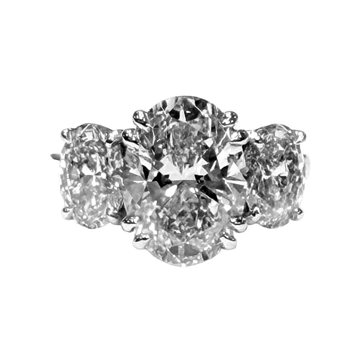Diamond 14K WG Three Stone Oval Ring