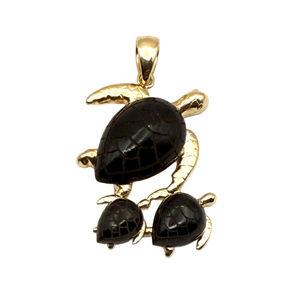 Onyx 14K YG Turtle Pendant