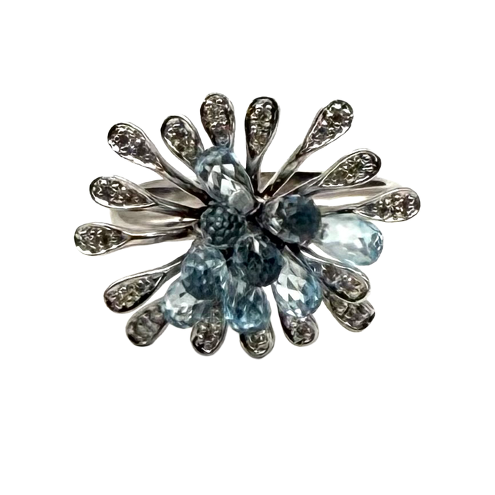 Aquamarine Diamond 14K WG Ring