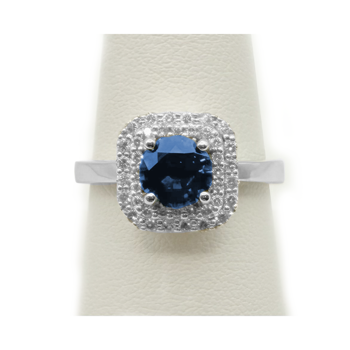 Sapphire Diamond 14K White Gold Ring