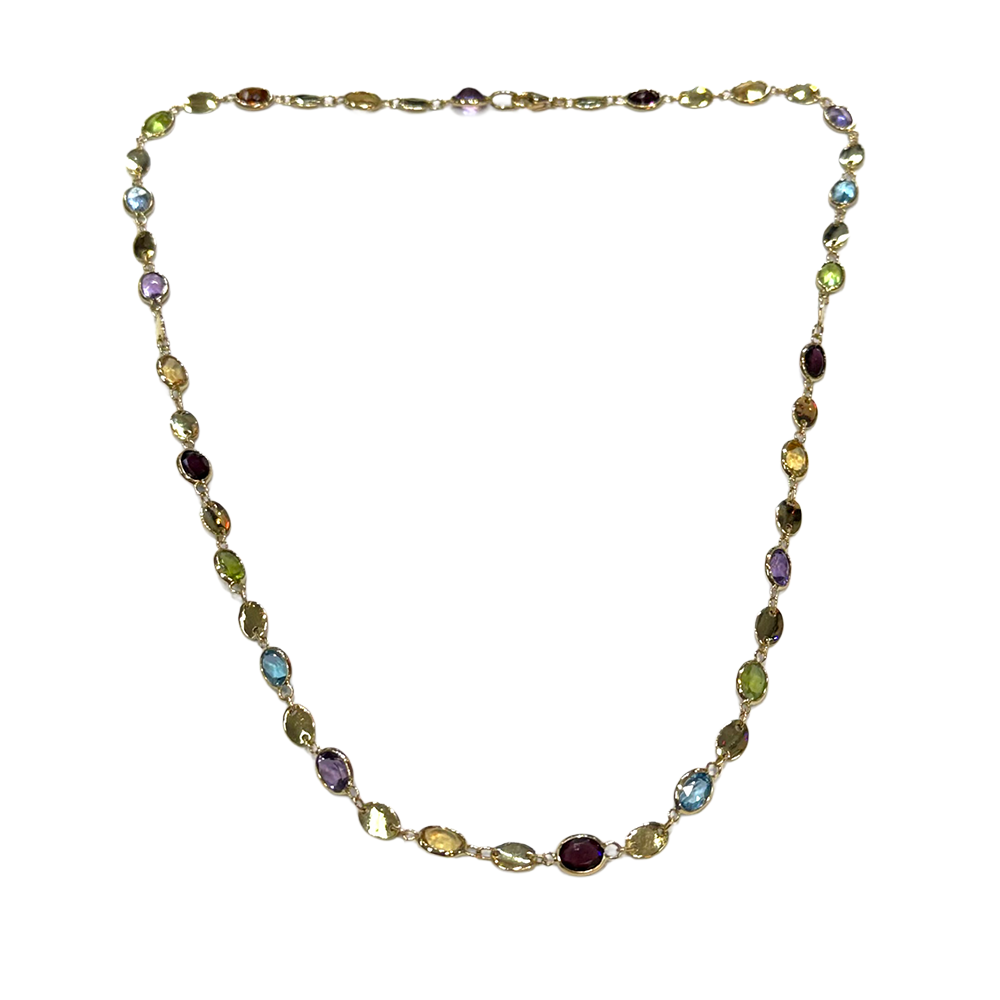 Multi Gemstone 18K Yellow Gold Necklace