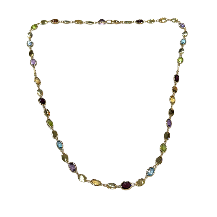 Multi Gemstone 18K Yellow Gold Necklace